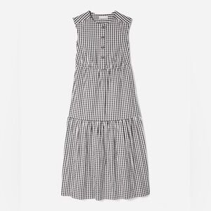 EVERLANE Tiered Midi Dress Gingham, XS